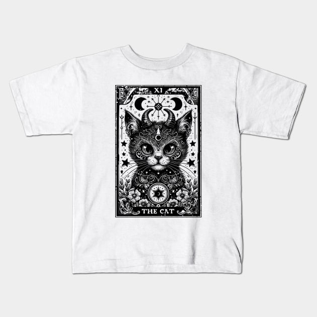 Devilish Cat Tarot Card Kids T-Shirt by Helgar